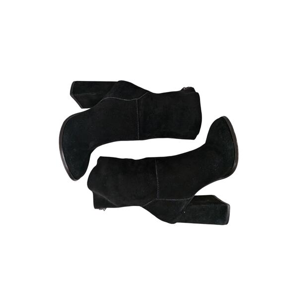 CHINESE LAUNDRY! BLACK SUPER SOFT SUEDE LEATHER CHUNKY HEEL ANKLE BOOTS! SZ 5M - Picture 6 of 10